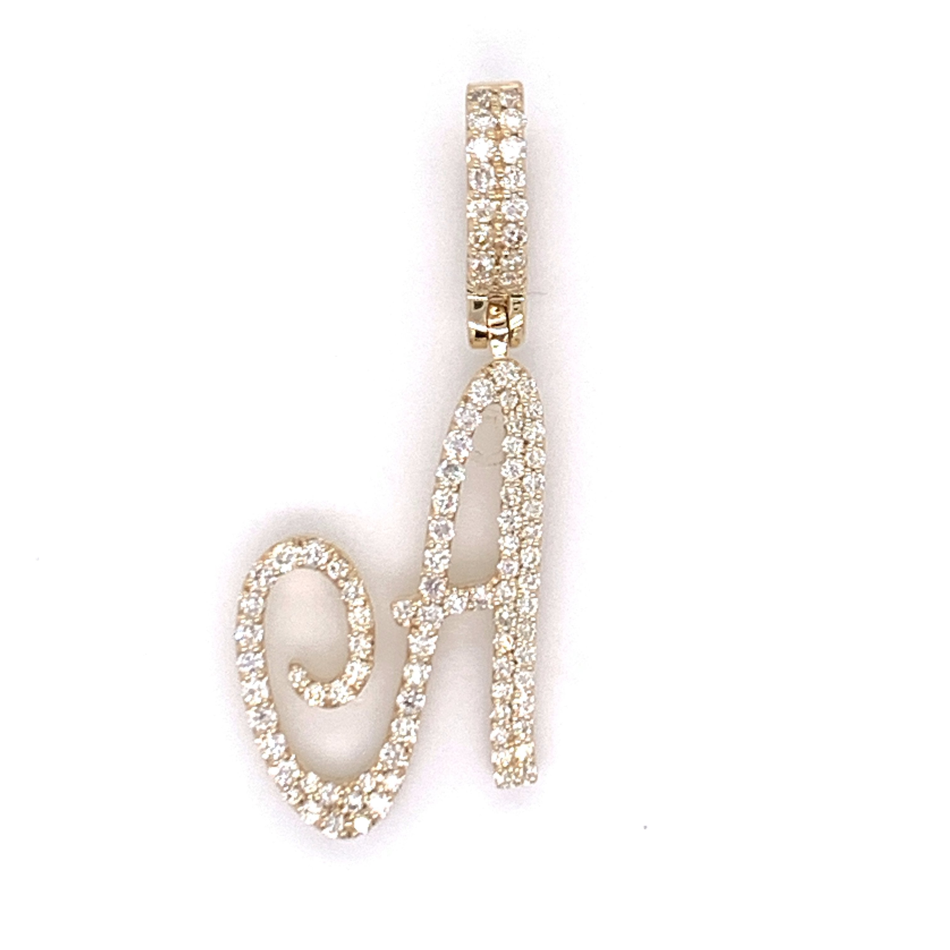 1.00 CT. Diamond Initial "A" Pendant in Gold With Chain - White Carat Diamonds 