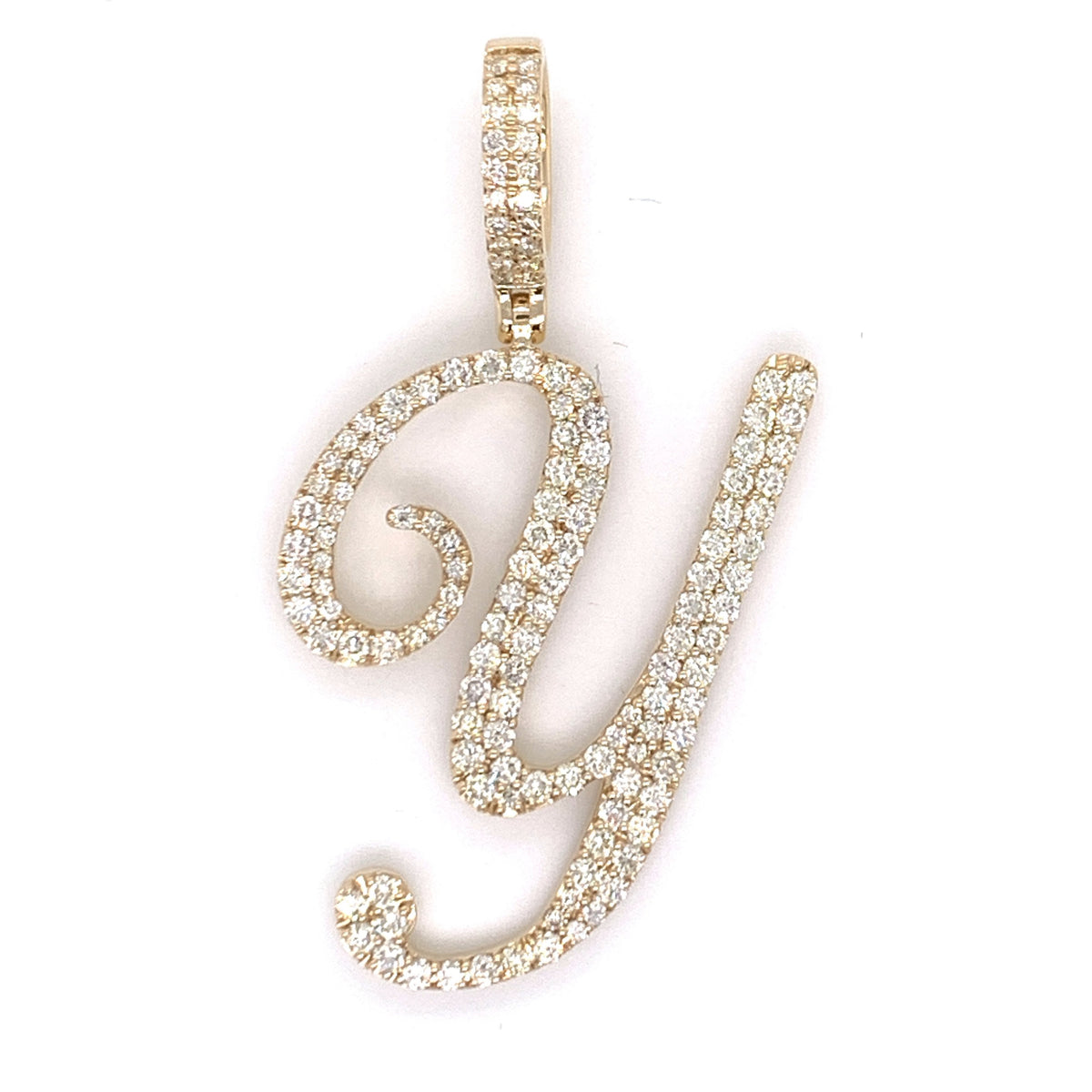 1.75 CT. Diamond Initial "Y" Pendant in Gold With Chain - White Carat Diamonds 