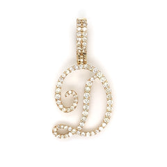 1.00 CT. Diamond Initial "D" Pendant in Gold With Chain - White Carat Diamonds 