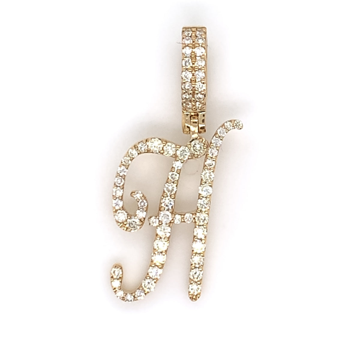 1.00 CT. Diamond Initial "H" Pendant in Gold With Chain - White Carat Diamonds 