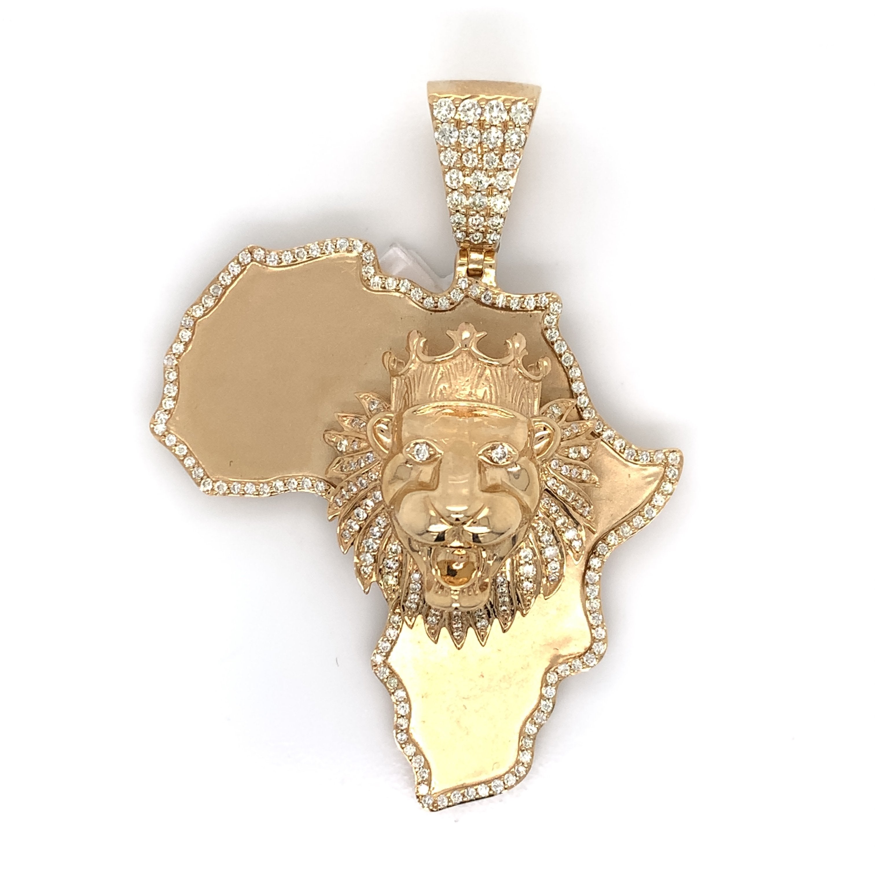 1.75 CT. Diamond African Lion Pendant In Gold - White Carat Diamonds 