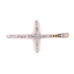 1.05CT Diamond 14K Rose Gold Cross Pendant - White Carat - USA & Canada
