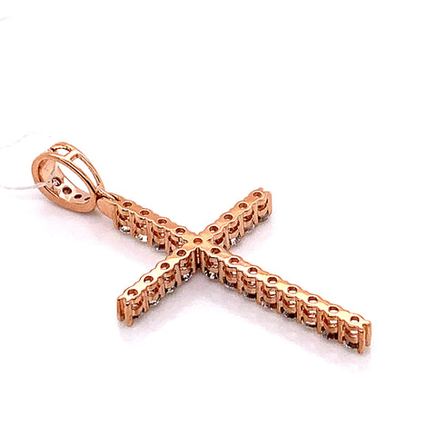 1.05CT Diamond 14K Rose Gold Cross Pendant - White Carat - USA & Canada