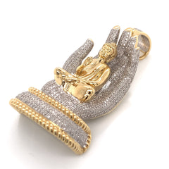 3.00 CT. Diamond Buddha in Hand Pendant in Gold - White Carat Diamonds 