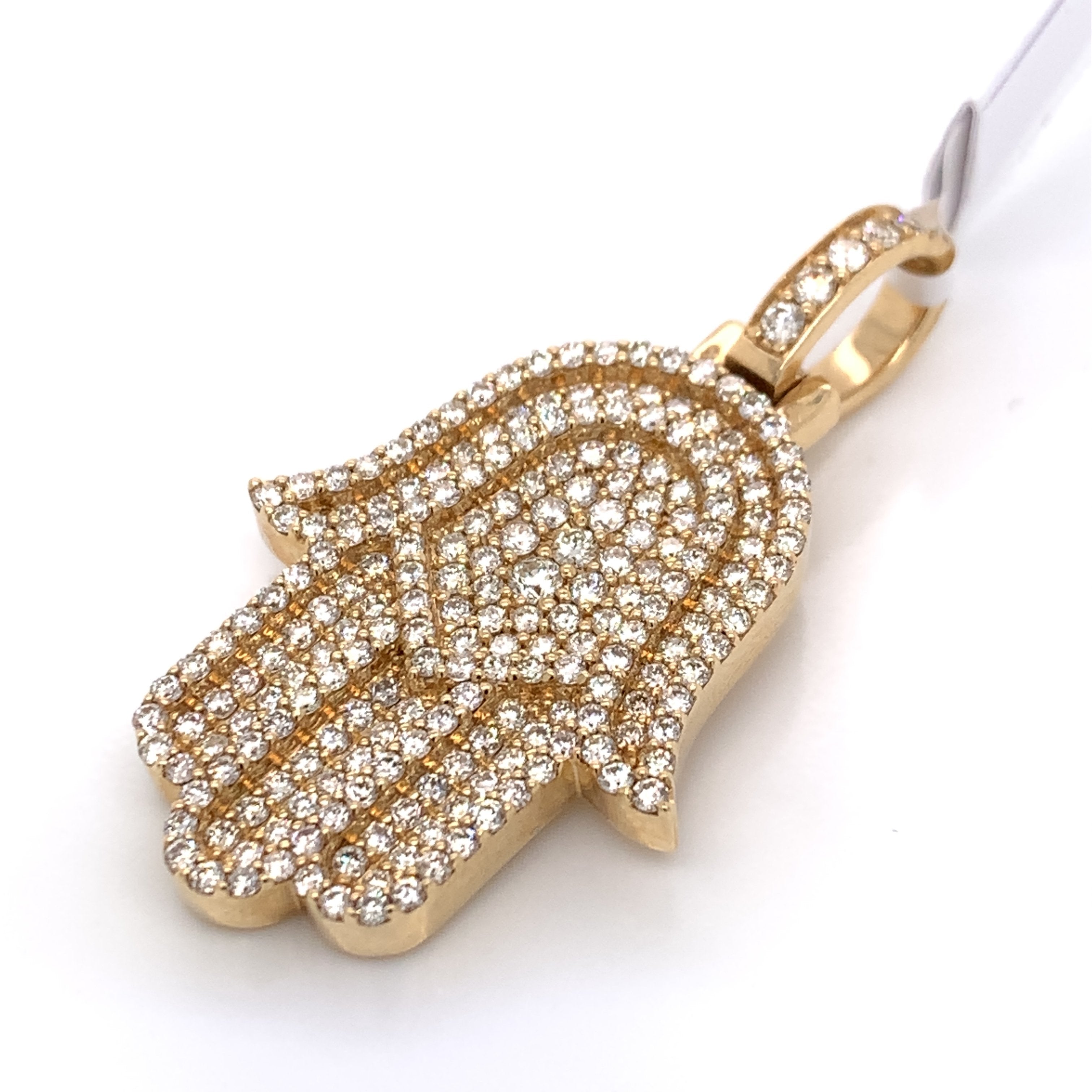 2.75 CT. Diamond Hamsa Hand Pendant in 10K Gold - White Carat Diamonds 