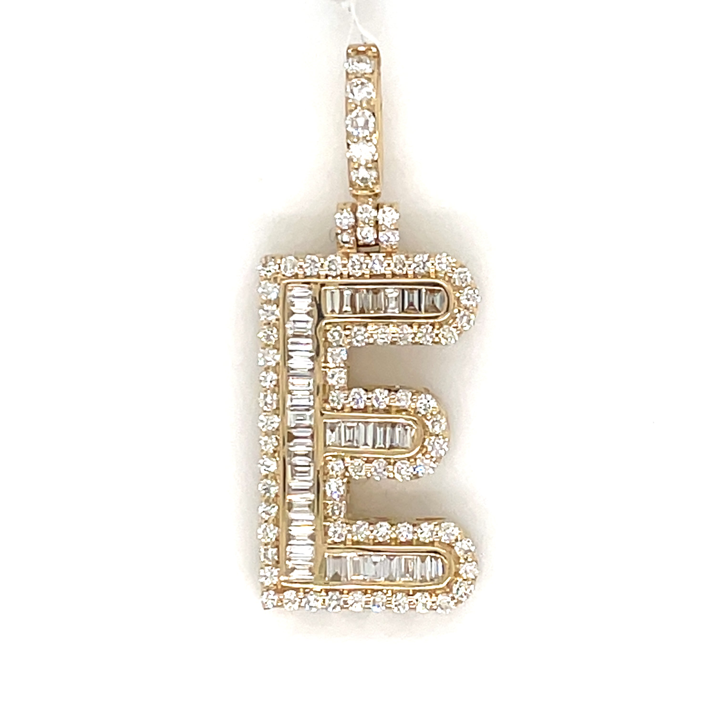 1.00 CT. Diamond ANY INTIAL Baguette Pendant in 10K Gold - White Carat Diamonds 