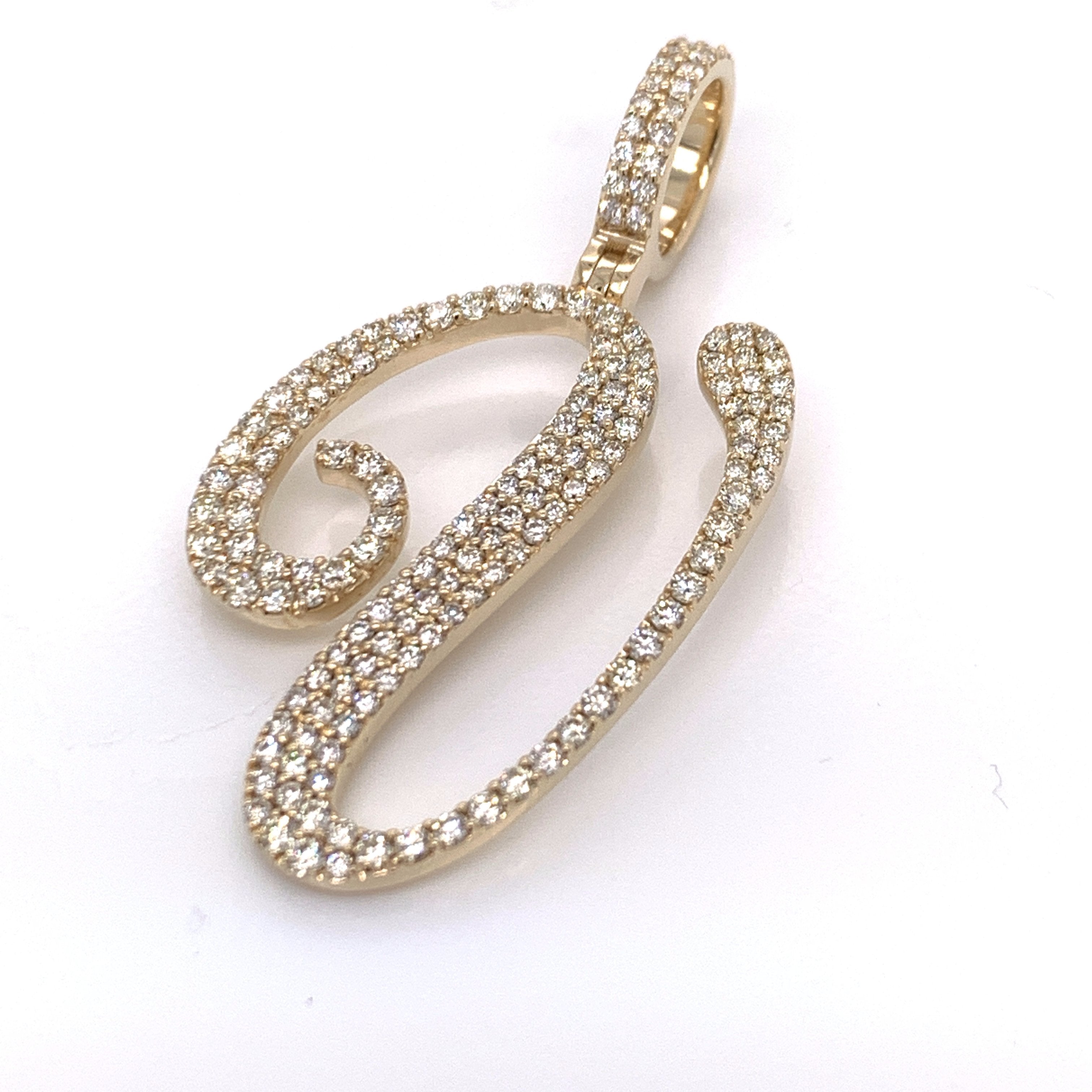2.50 CT. Diamond Initial "V" Pendant in Gold With Chain - White Carat Diamonds 