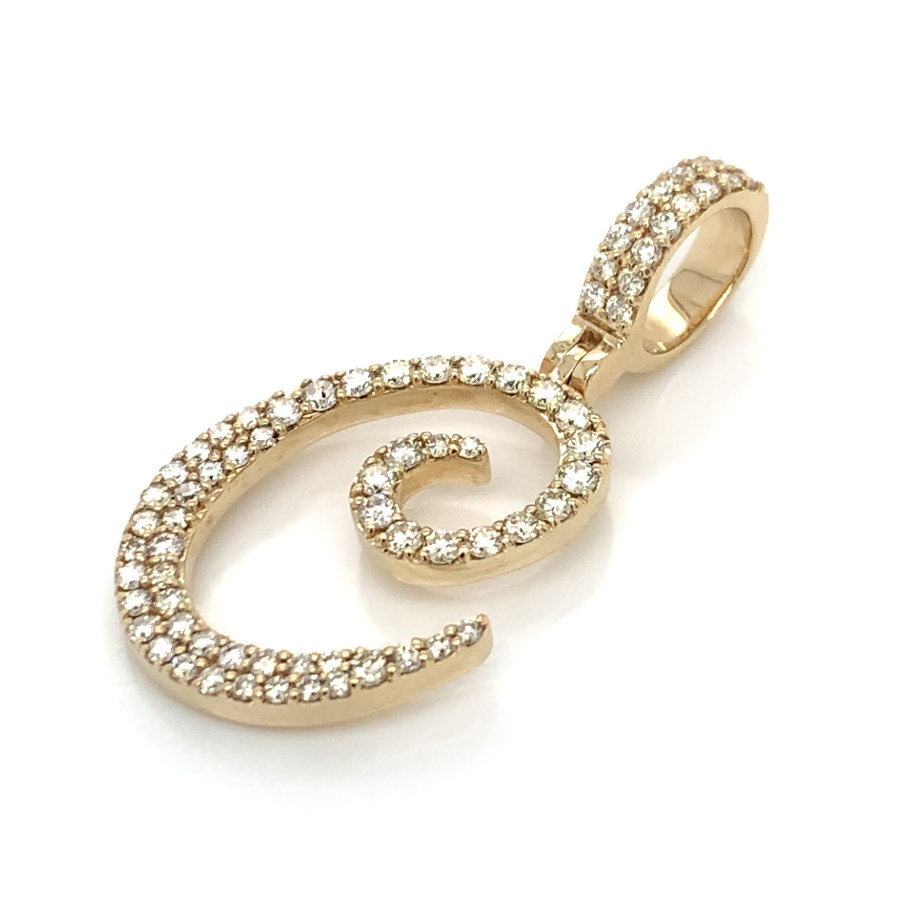 1.00 CT. Diamond Initial "C" Pendant in Gold With Chain - White Carat Diamonds 