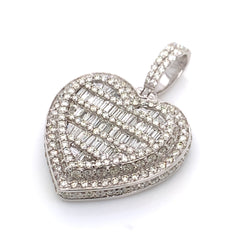 2.75 CT. Diamond Baguette Heart Pendant in White Gold - White Carat Diamonds 