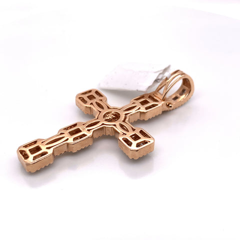 2.75CT Diamond 14K Rose Gold Cross Pendant - White Carat - USA & Canada