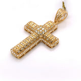 2.04CT Diamond 10K Yellow Gold Cross Pendant - White Carat - USA & Canada