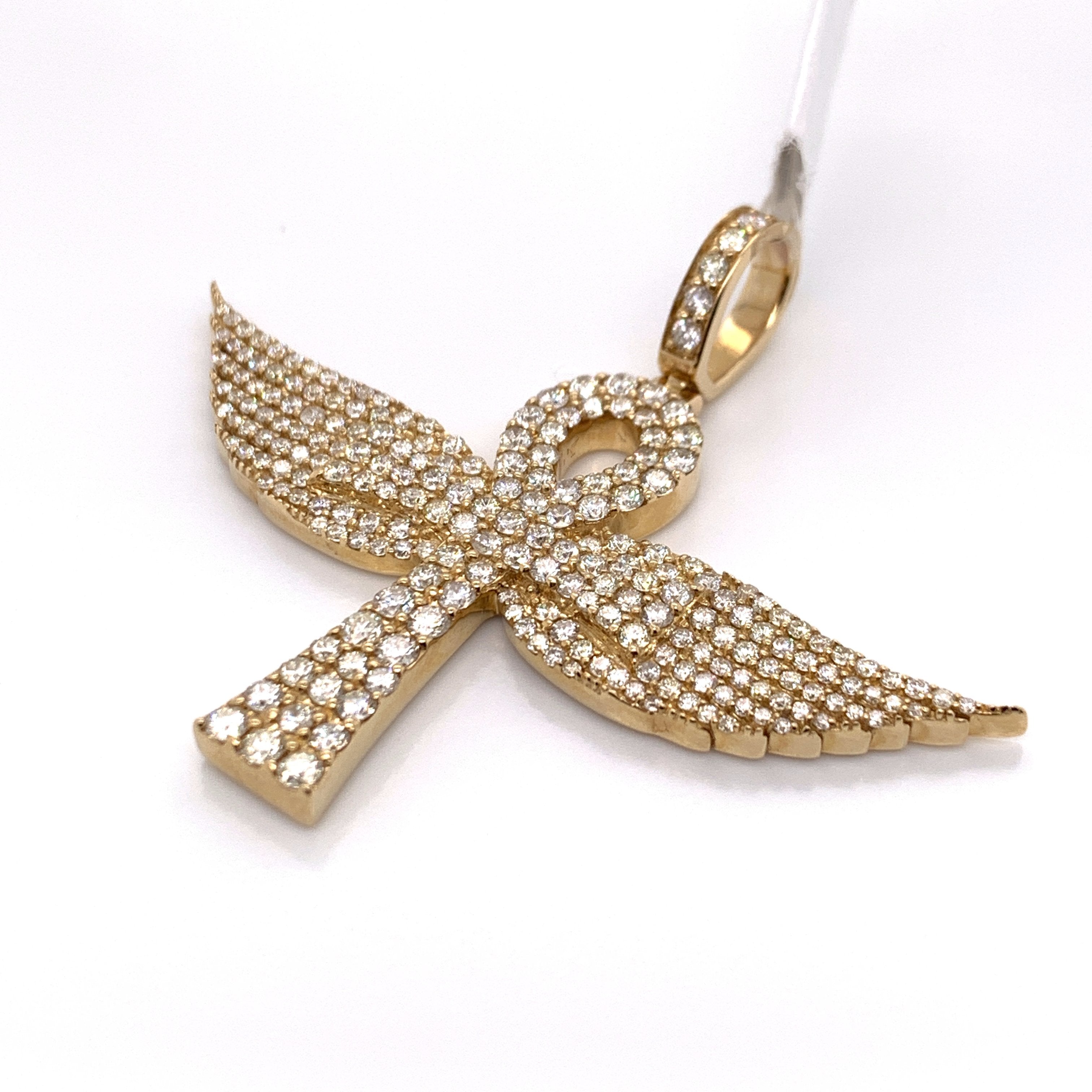3.92CT Diamond 10K Yellow Gold Ankh Cross Pendant - White Carat - USA & Canada