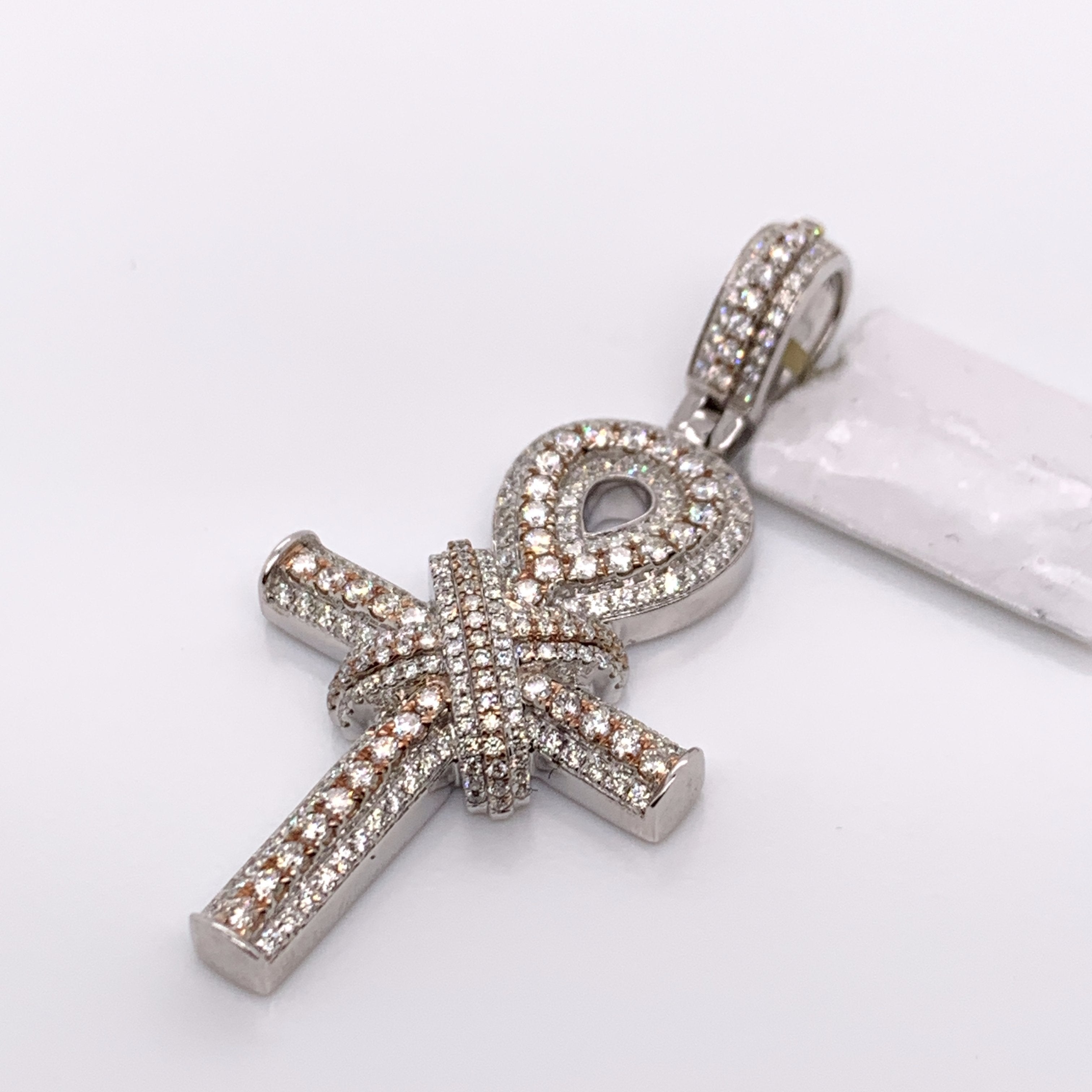 10K White Gold Diamond Cross Pendant - White Carat - USA & Canada