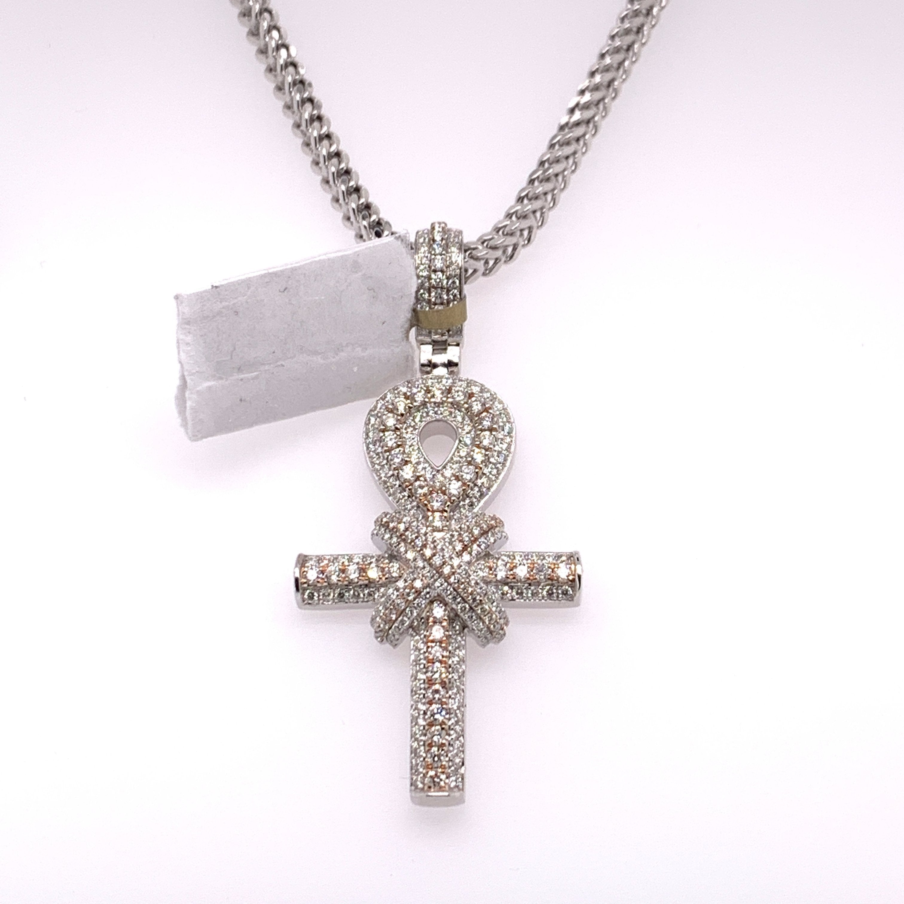 10K White Gold Diamond Cross Pendant - White Carat - USA & Canada