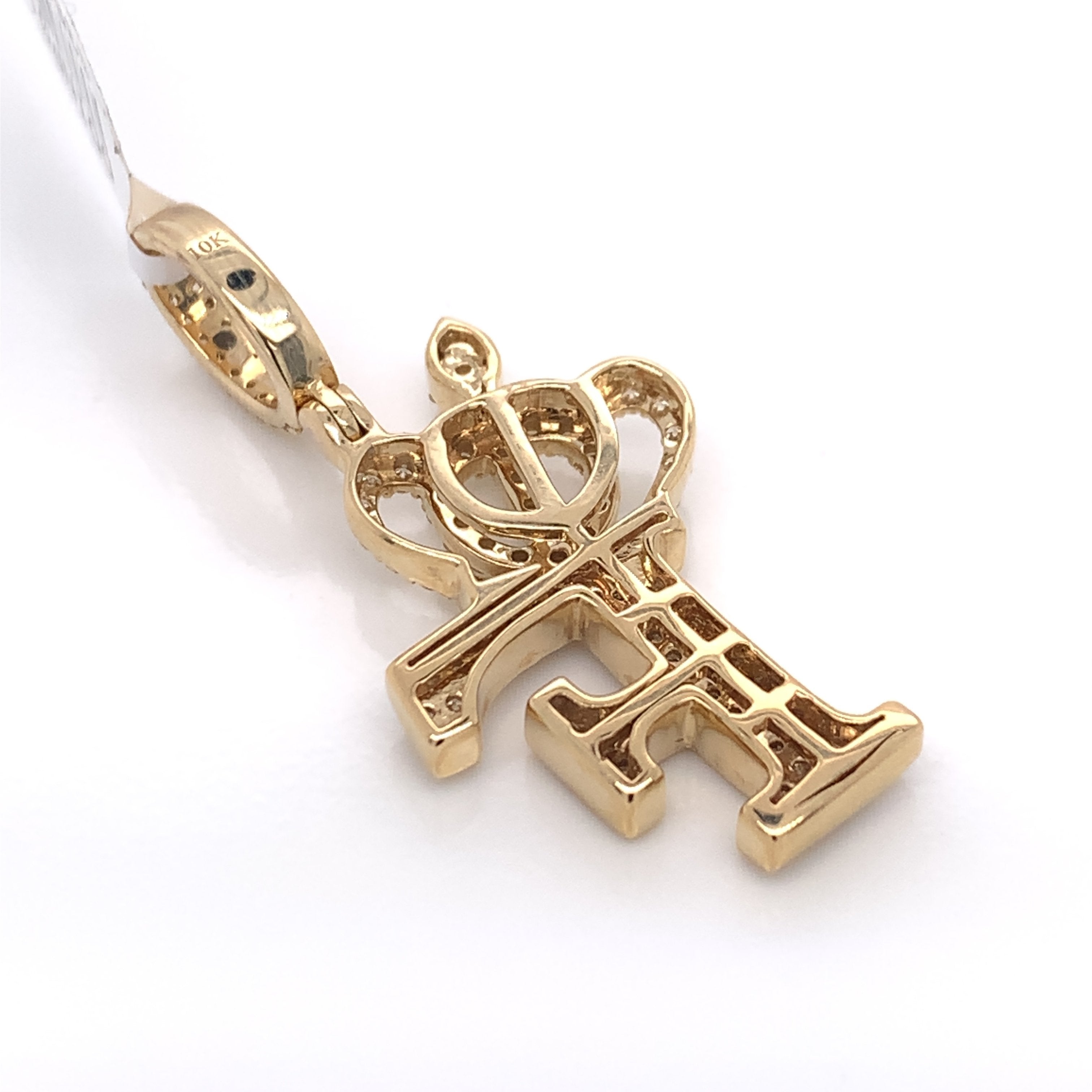 1.30 CT. Diamond Initial "F" Pendant in 10K Gold - White Carat Diamonds 