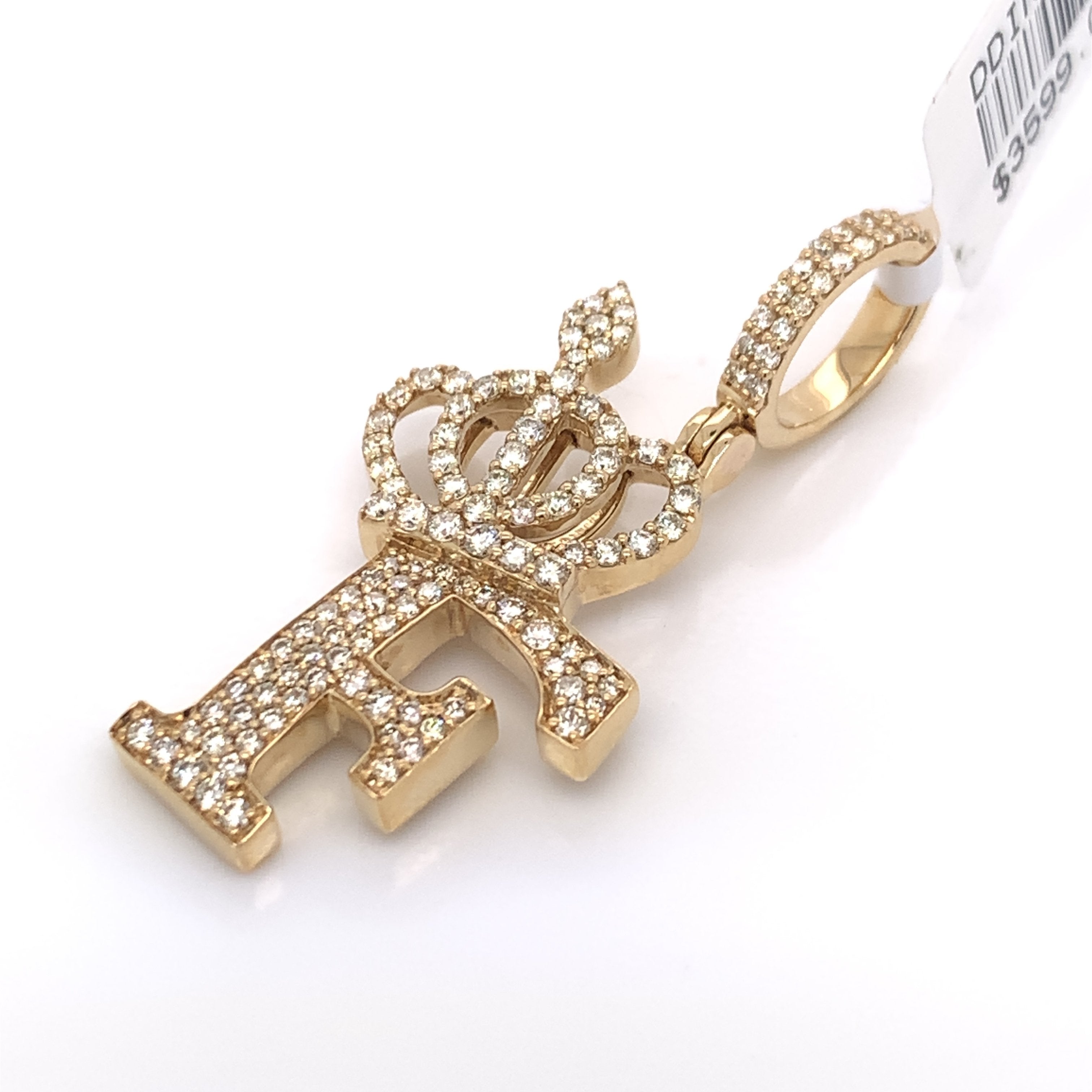 1.30 CT. Diamond Initial "F" Pendant in 10K Gold - White Carat Diamonds 