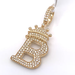 1.30 CT. Diamond Initial "B" Pendant in 10K Gold - White Carat Diamonds 