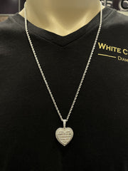 2.75 CT. Diamond Baguette Heart Pendant in White Gold - White Carat - USA & Canada