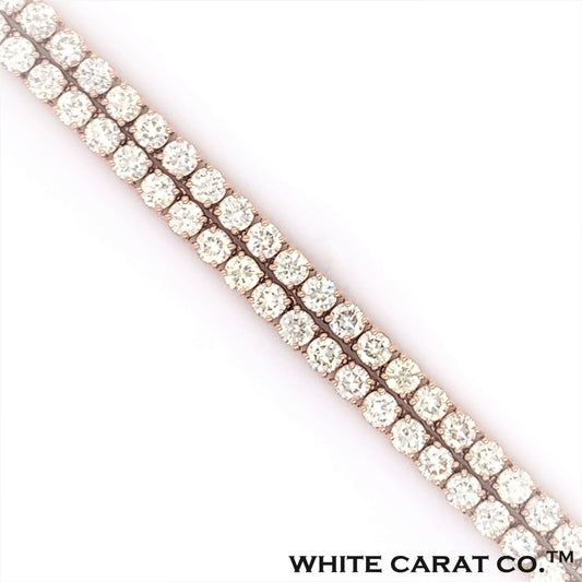 4PT- 13.63 CT. Tennis Necklace in 14K Rose Gold (4 Prong) - White Carat - USA & Canada