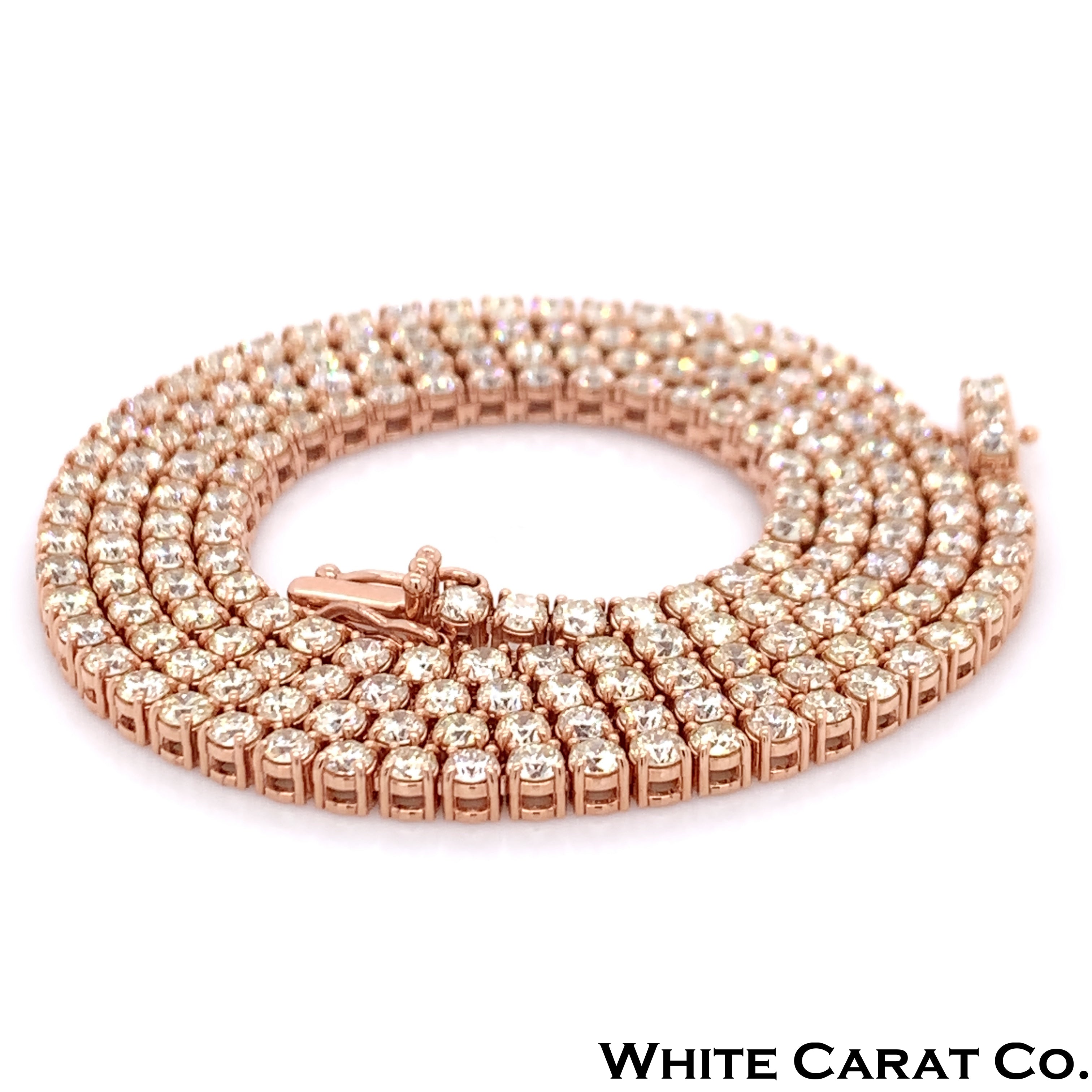 10PT- 15.20 CT. VVS Tennis Necklace in 14K Rose Gold (4 Prong) - White Carat - USA & Canada