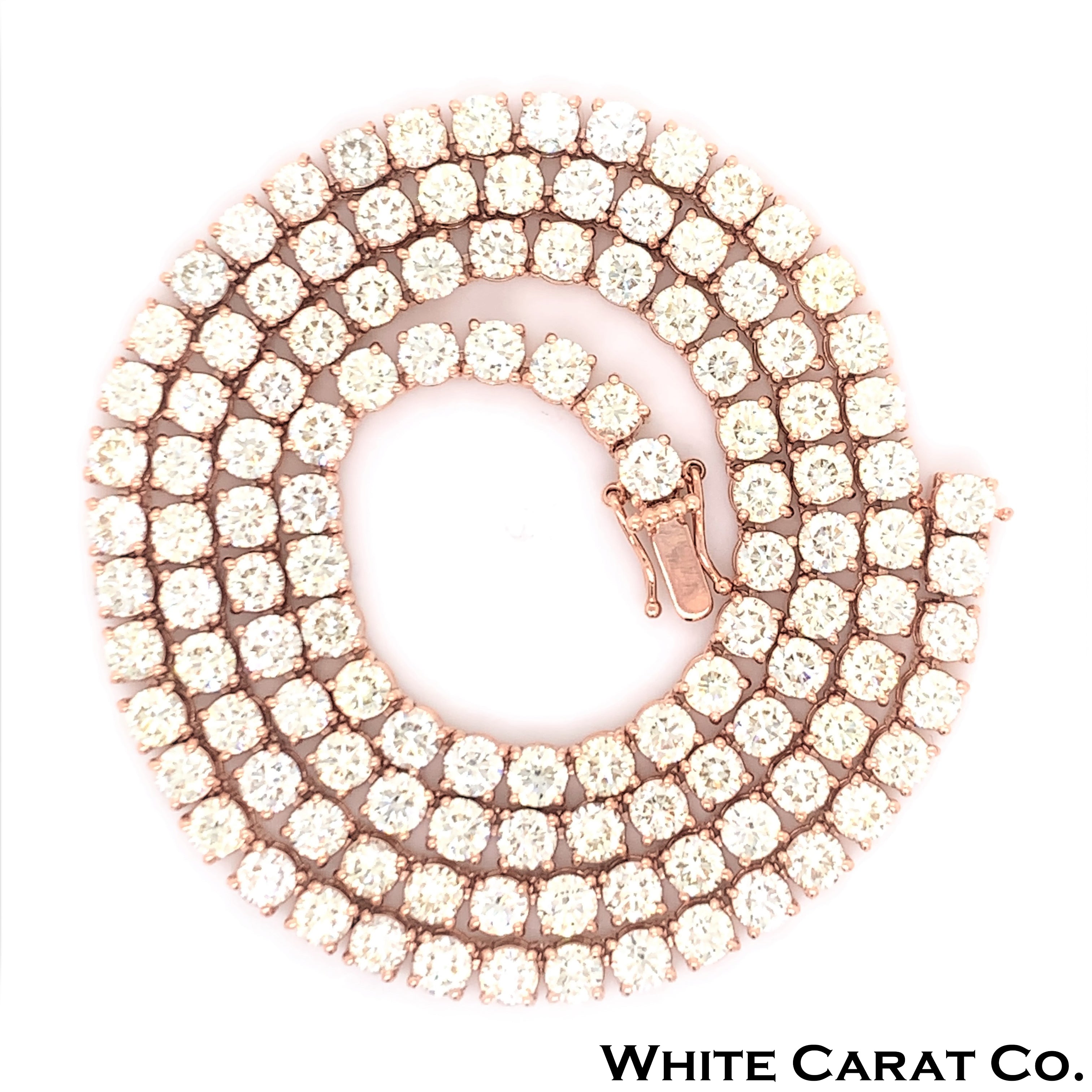 17PT- 19.00 CT. Tennis Necklace in 14K Rose Gold (4 Prong) - White Carat - USA & Canada