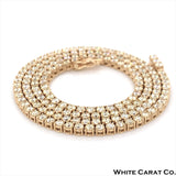 10PT- 15.20 CT. VVS Tennis Necklace in 14K Yellow Gold (4 Prong) - White Carat - USA & Canada