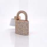 2.31 CT. Diamond 14K Rose Gold Lock Pendant - White Carat - USA & Canada