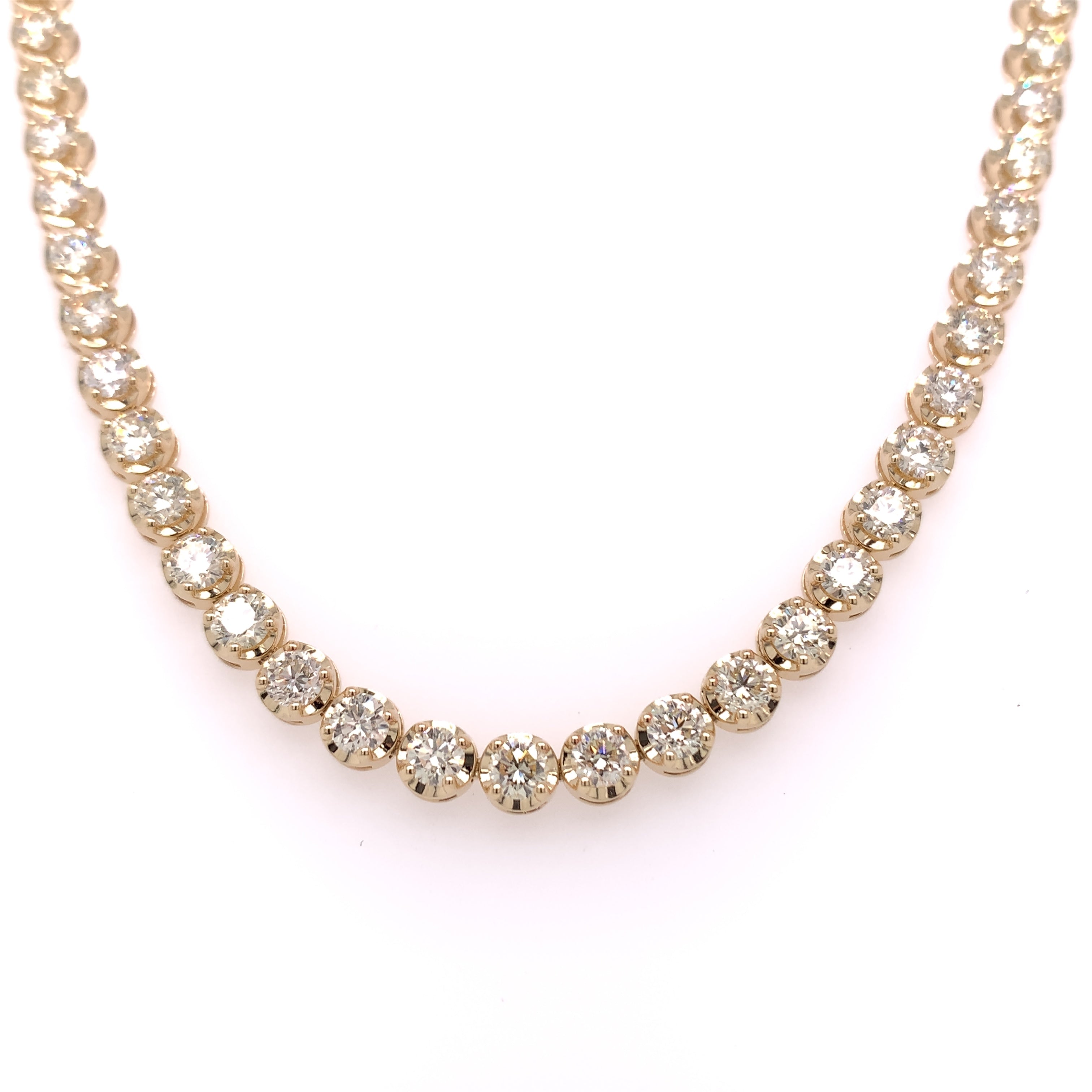 16.00 CT. - 30.00 CT. 18 Pointer Diamond Crown Setting Tennis Chain in Gold - White Carat - USA & Canada