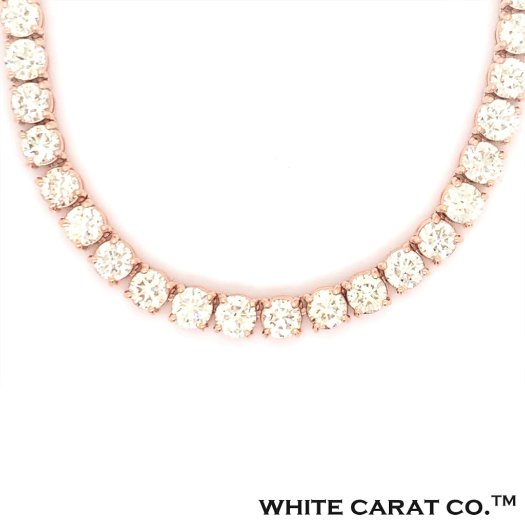 17PT- 19.00 CT. Tennis Necklace 14K Rose Gold (4 Prong) - White Carat - USA & Canada