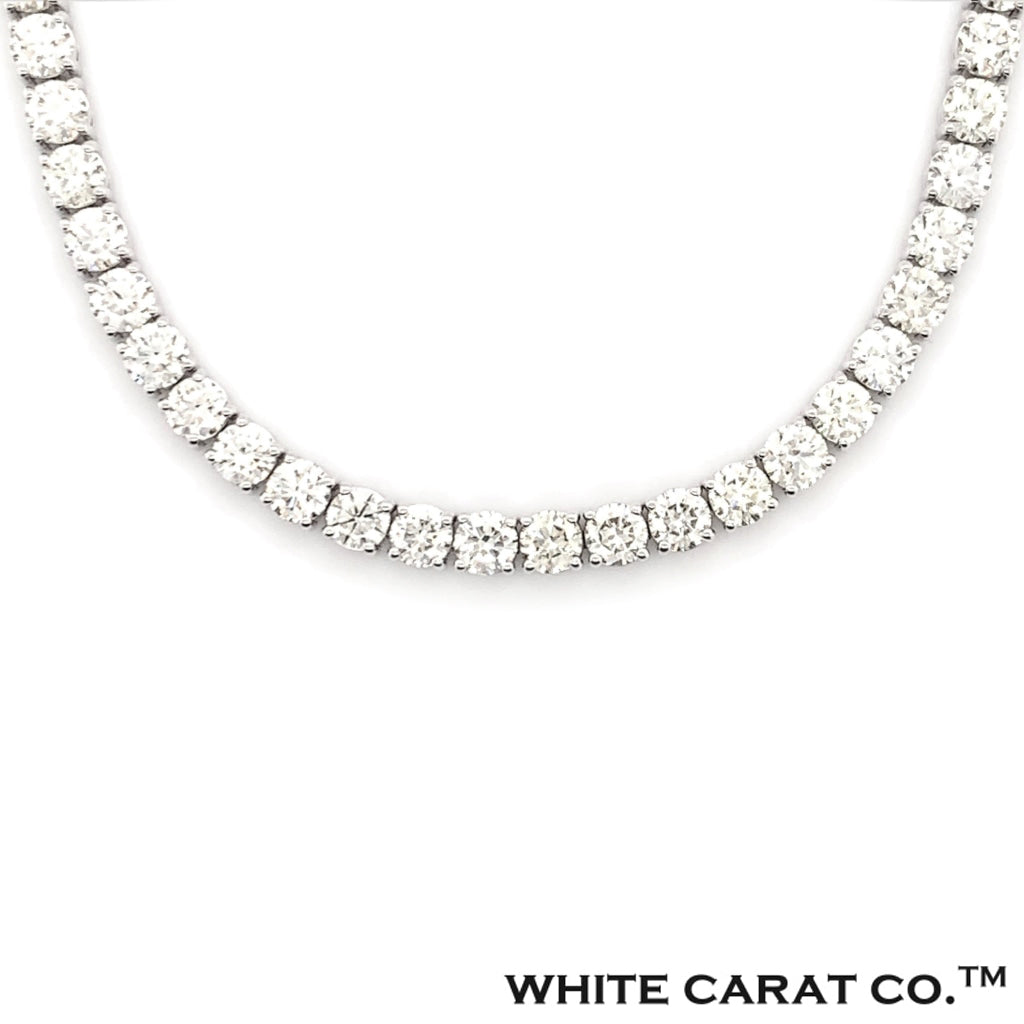 3PT- 5.00 CT. - 11.00 CT. Tennis Necklace 14K White Gold (4 Prong ...