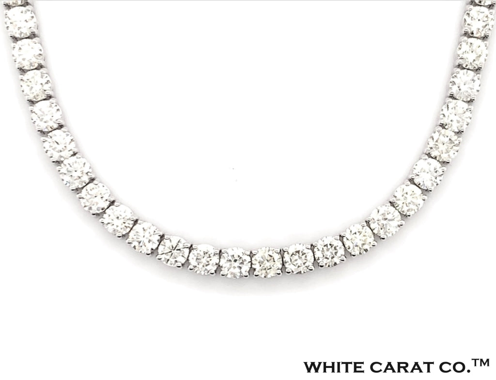 4PT- 13.63 CT. Tennis Necklace in 14K White Gold (4 Prong) - White Carat - USA & Canada