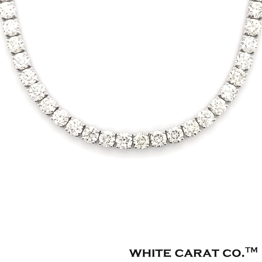 4PT- 13.63 CT. Tennis Necklace 14K White Gold (4 Prong) - White Carat - USA & Canada