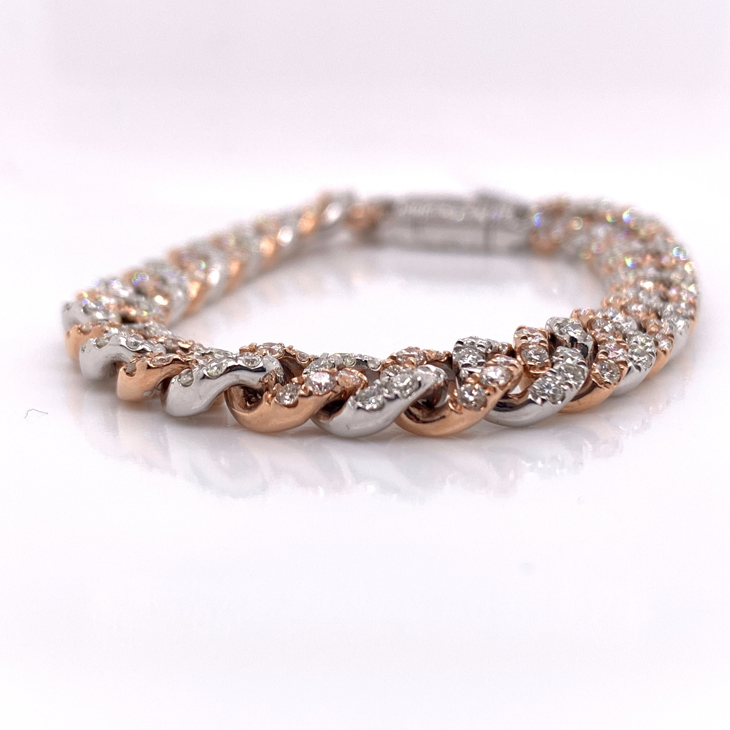 White & Rose Gold Diamond Bracelet 14K - White Carat - USA & Canada