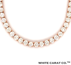 4PT- 13.63 CT. Tennis Necklace in 14K Rose Gold (4 Prong) - White Carat - USA & Canada