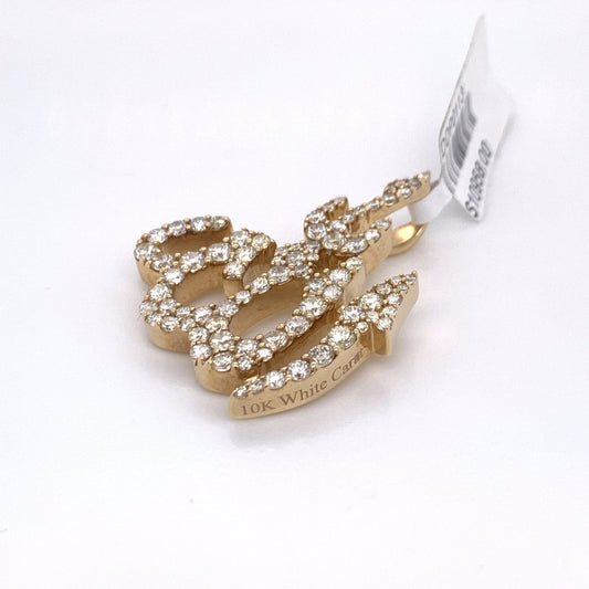1.75 CT. Diamond 10K Yellow Gold Allah Pendant - White Carat - USA & Canada