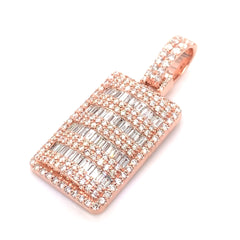 3.00 CT. Diamond Baguette Dogtag Pendant in Rose Gold - White Carat - USA & Canada