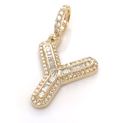 1.00 CT. Diamond Baguette Letter "Y" Pendant in 10K Gold - White Carat - USA & Canada
