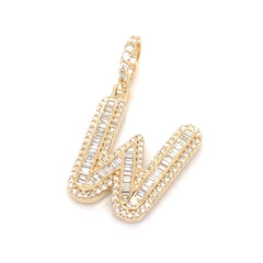 1.00 CT. Diamond Baguette Letter "W" Pendant in 10K Gold - White Carat - USA & Canada