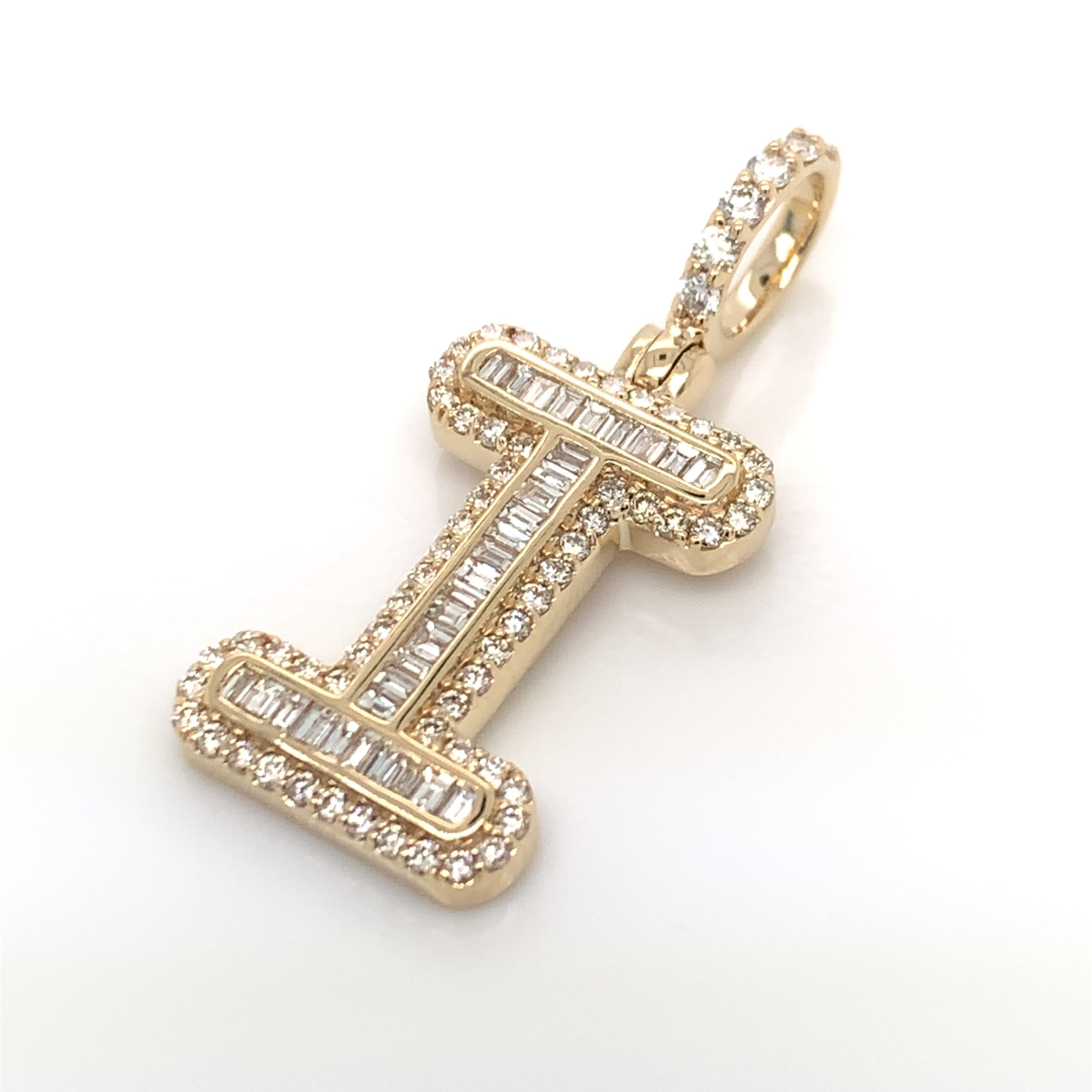 1.00 CT. Diamond Baguette Letter "I" Pendant in 10K Gold - White Carat - USA & Canada