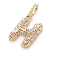 1.00 CT. Diamond Baguette Letter "H" Pendant in 10K Gold - White Carat - USA & Canada