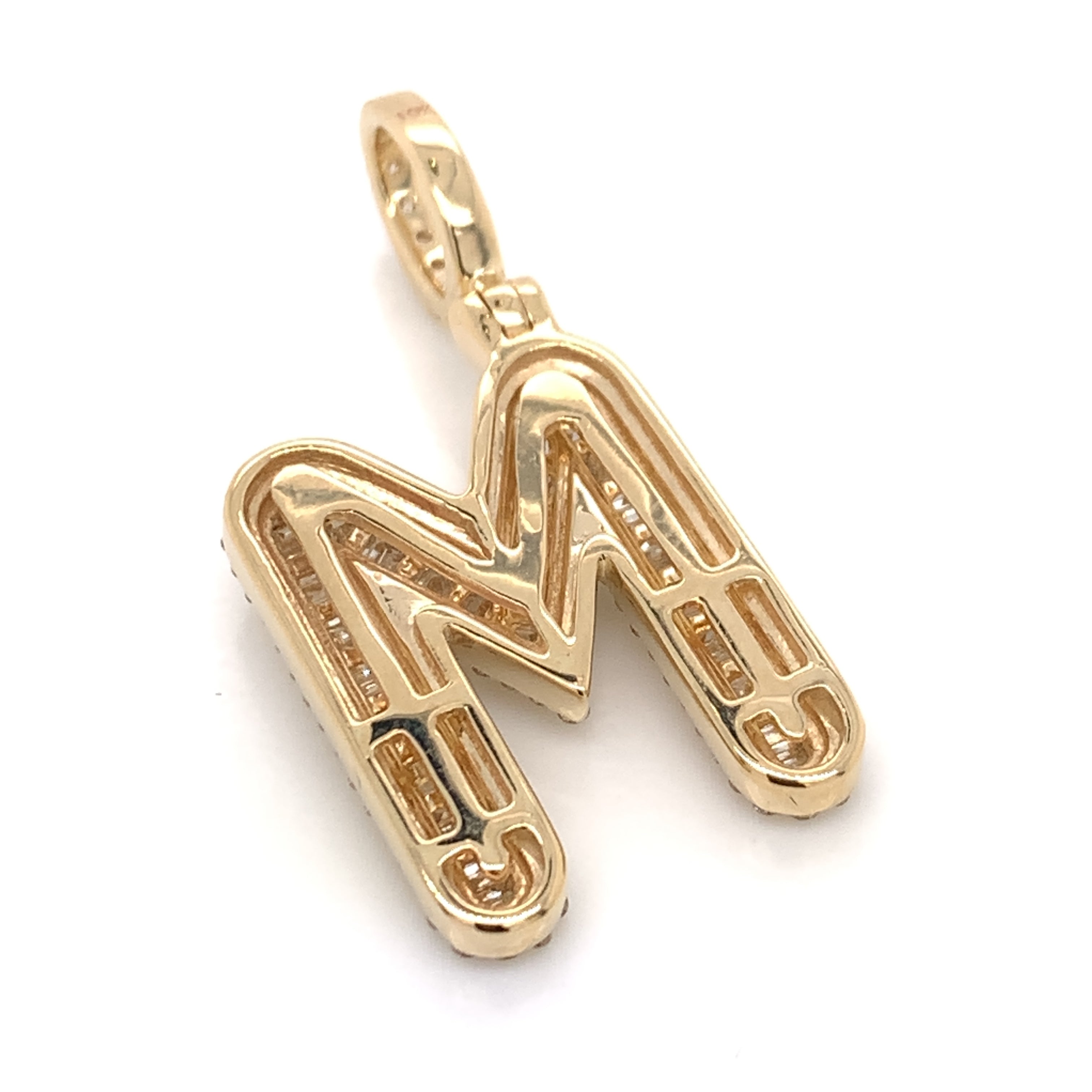 1.25 CT. Diamond Baguette Letter "M" Pendant in 10K Gold - White Carat - USA & Canada