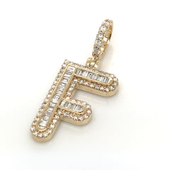 1.00 CT. Diamond Baguette Letter "F" Pendant in 10K Gold - White Carat - USA & Canada