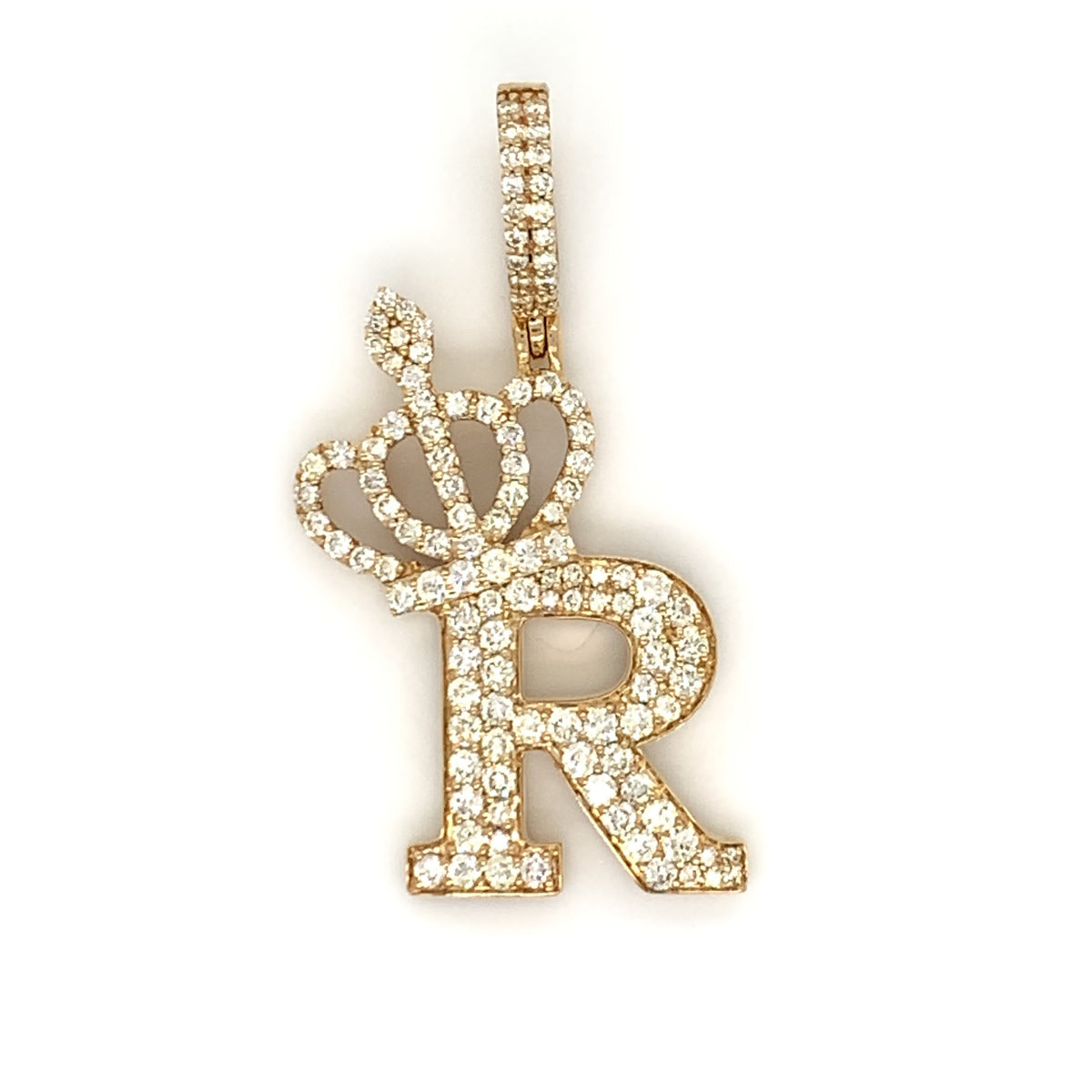 1.30 CT. Diamond Initial "R" Pendant in 10K Gold - White Carat - USA & Canada
