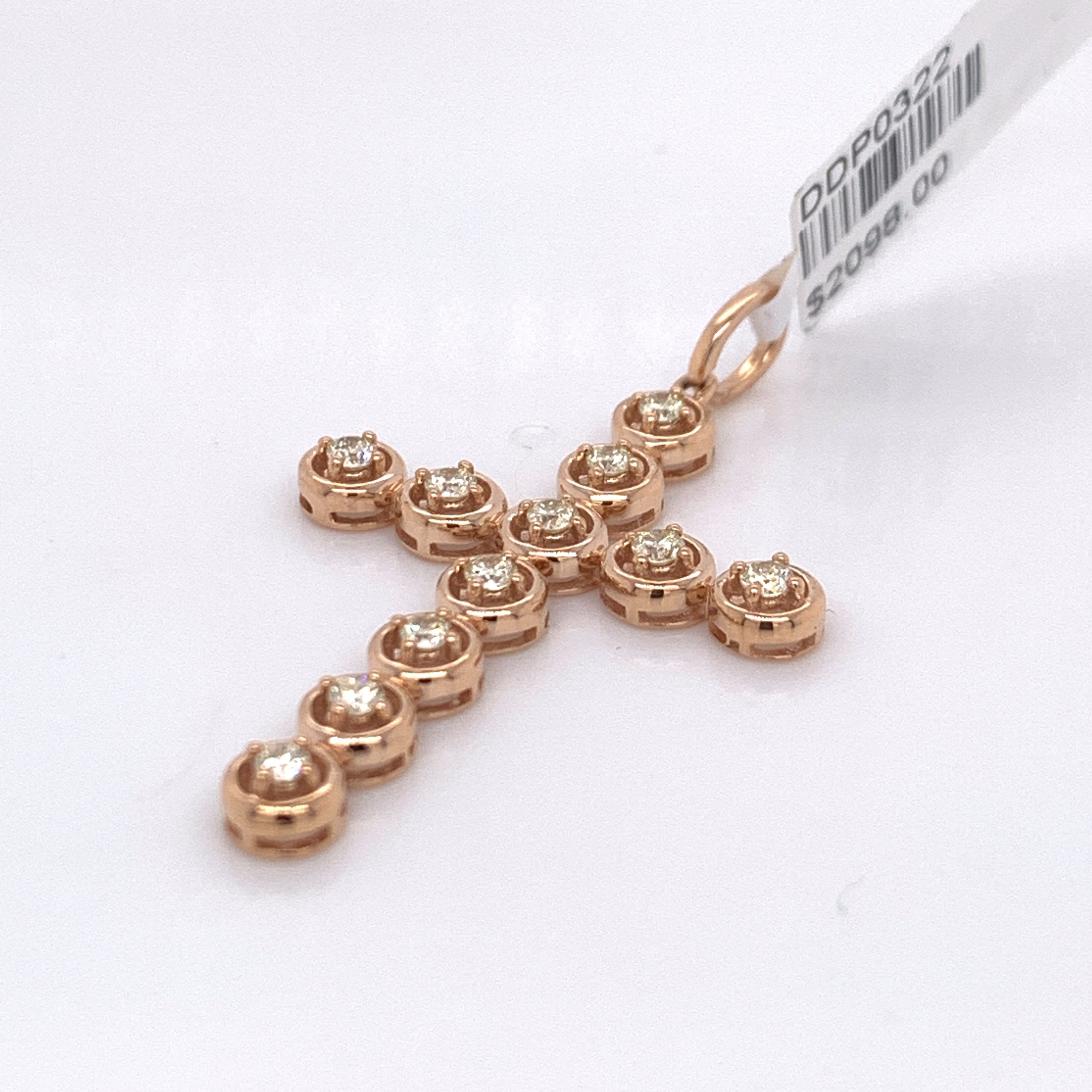 0.60CT Diamond Circular Module 14K Rose Gold Cross Pendant - White Carat - USA & Canada