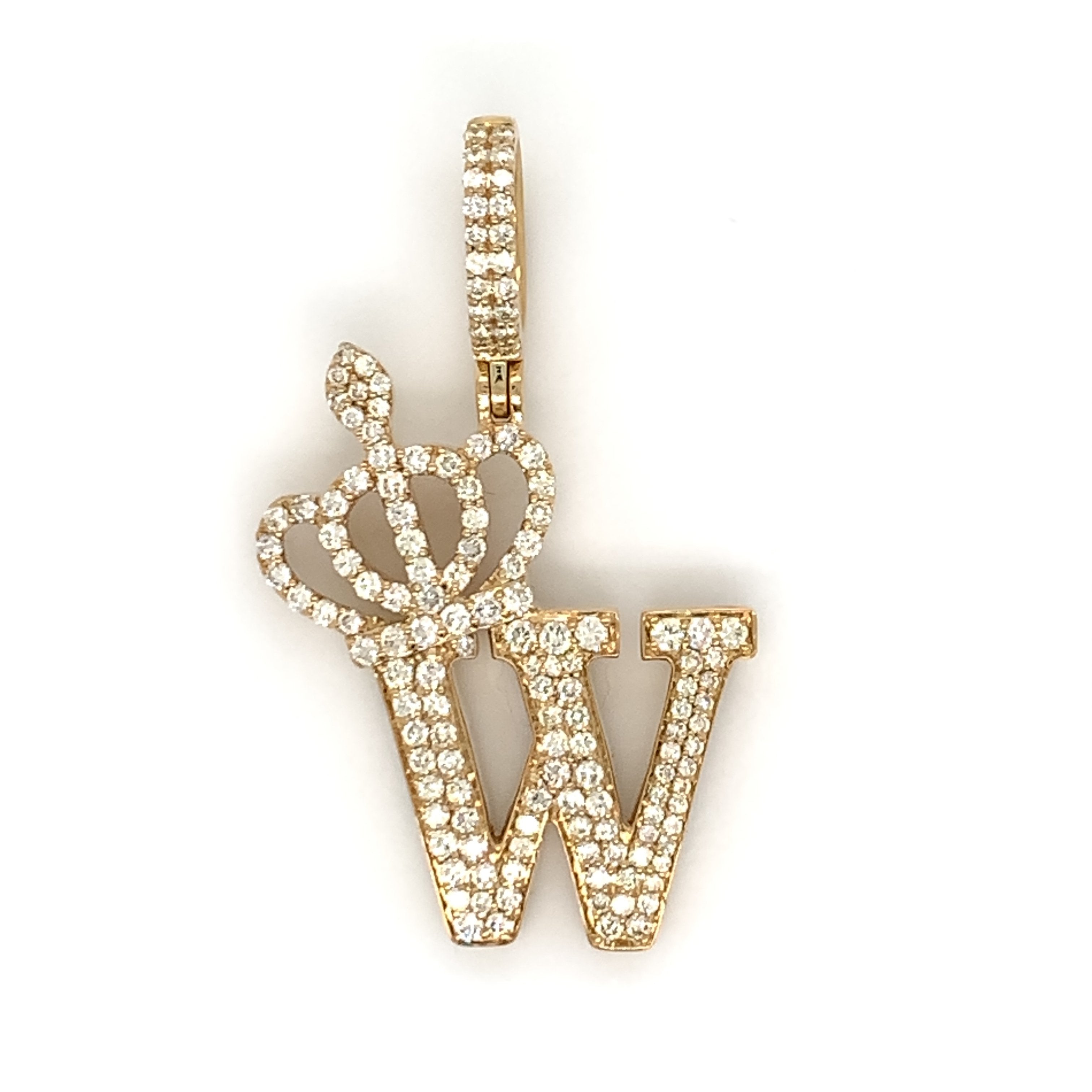 1.30 CT. Diamond Initial "W" Pendant in 10K Gold - White Carat - USA & Canada