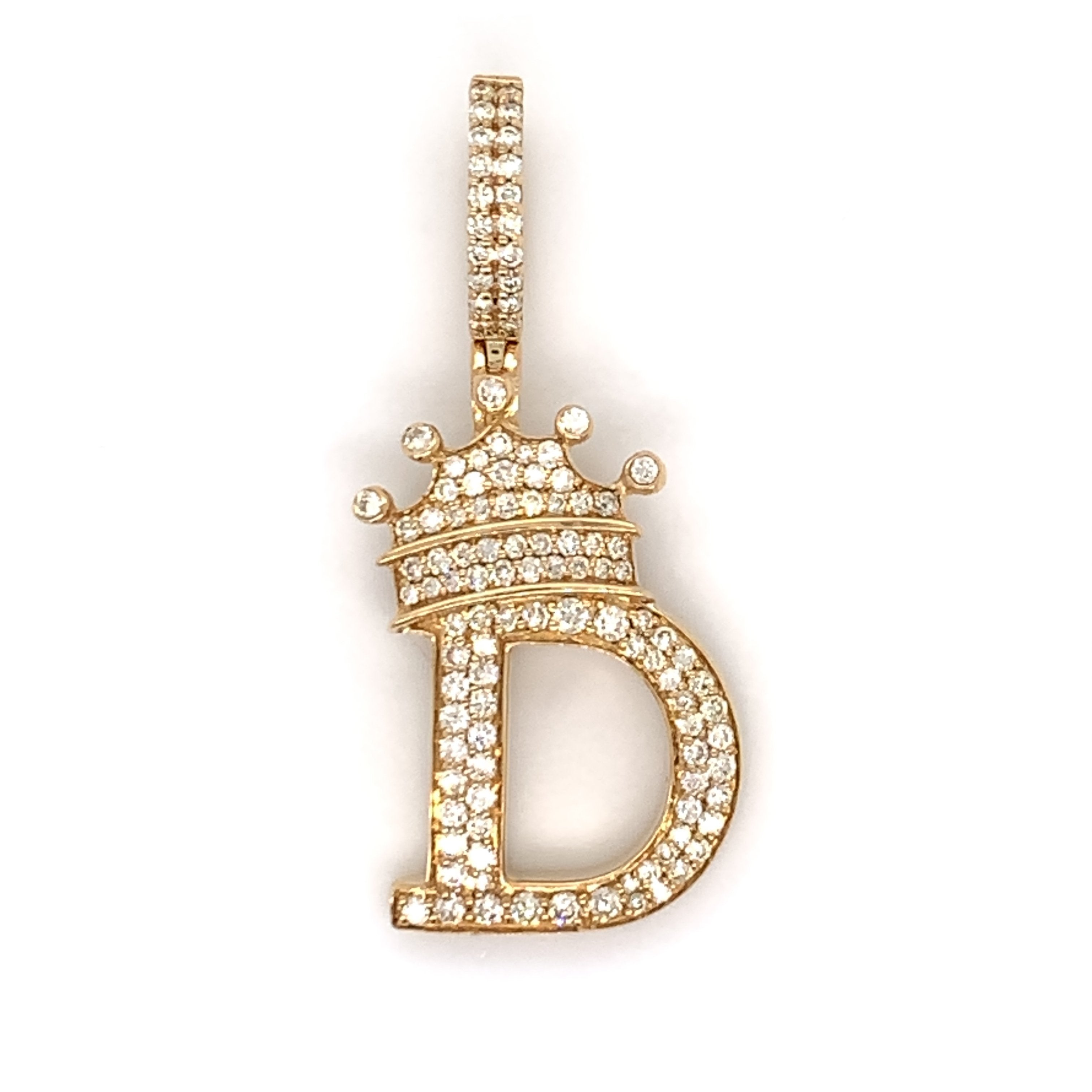 1.30 CT. Diamond Initial "D" Pendant in 10K Gold - White Carat - USA & Canada