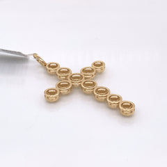 0.60CT Diamond Circular Module 14K Yellow Gold Cross Pendant - White Carat - USA & Canada