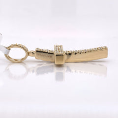 1.90 CT. Diamond Convex Design 10K Yellow Gold Cross Pendant - White Carat - USA & Canada