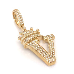 1.30 CT. Diamond Initial "V" Pendant in 10K Gold - White Carat - USA & Canada