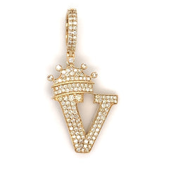 1.30 CT. Diamond Initial "V" Pendant in 10K Gold - White Carat - USA & Canada